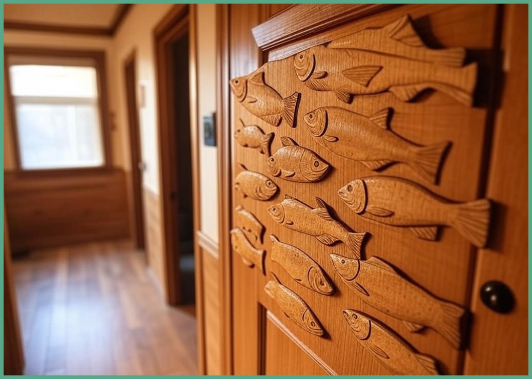 나무 물고기 벽걸이 장식 현관문 입구 인테리어