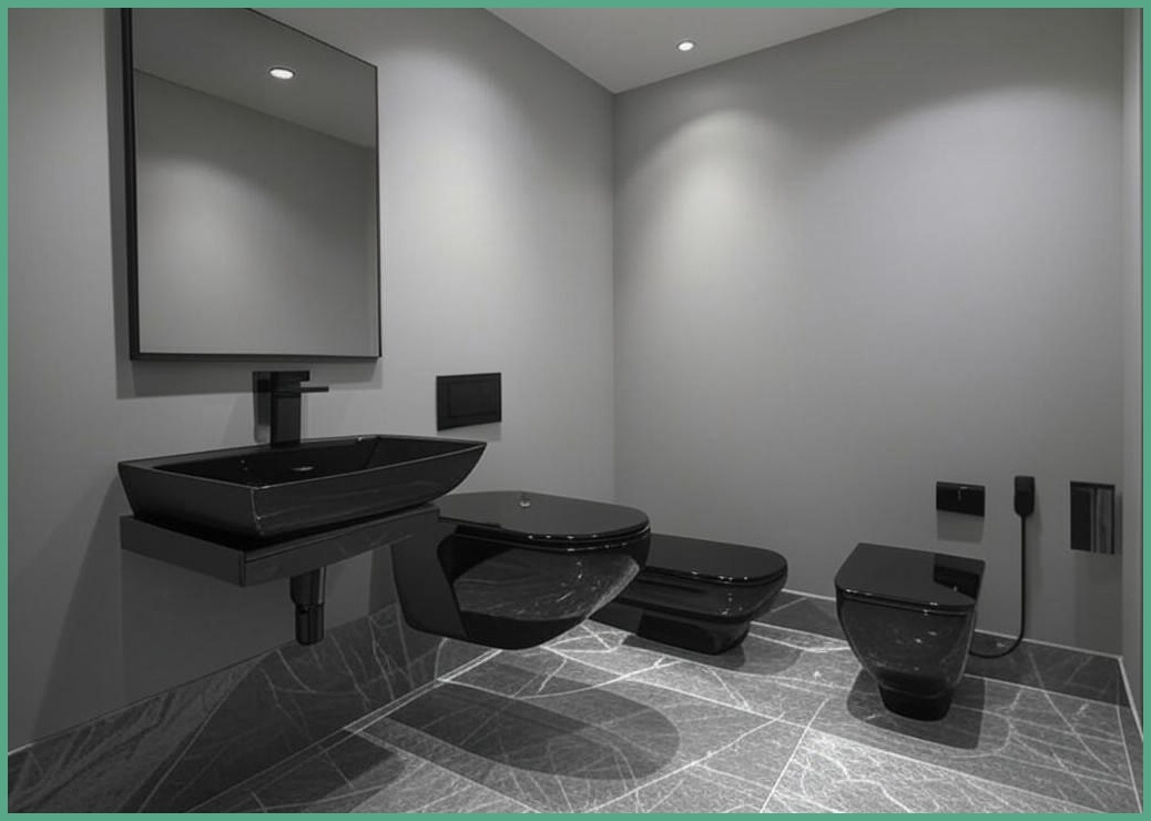 모던 심플 욕실 실속형 악세사리 4종 세트, 유광블랙, 1세트