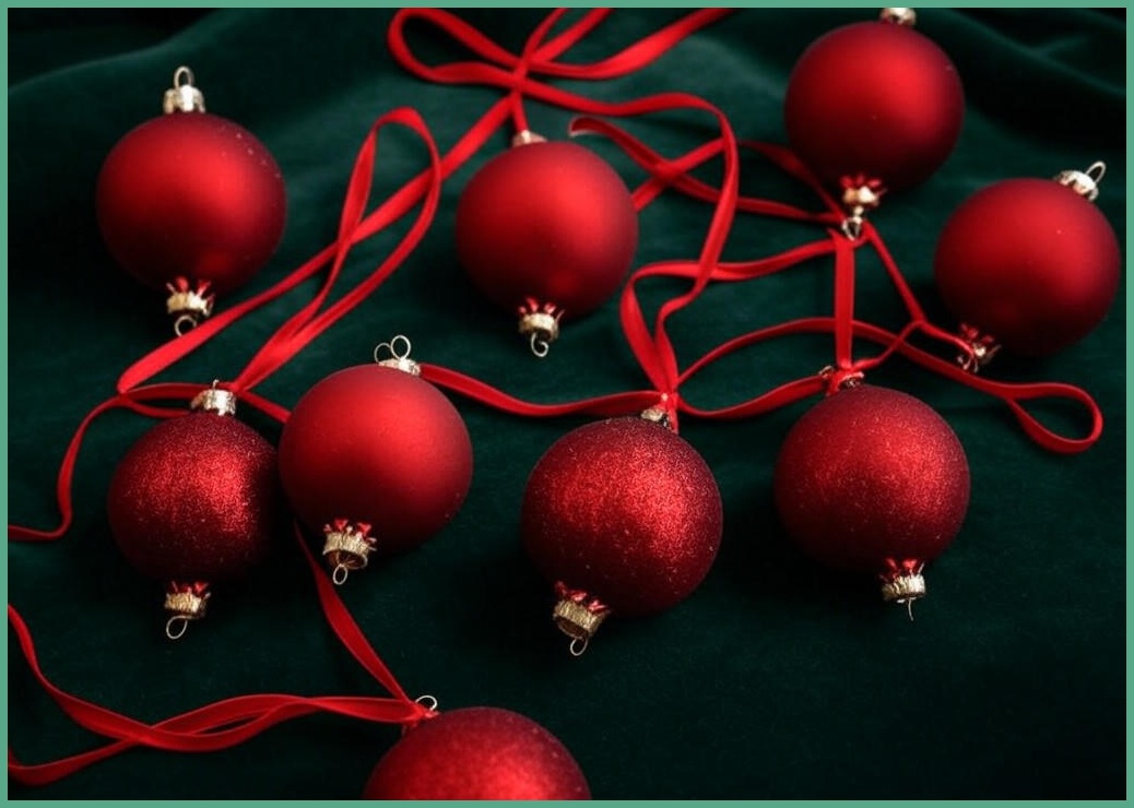 미스오드리 크리스마스 장식 슬림 롱 리본 오너먼트 12p 1세트 2컬러 벨벳 장식 소품 완성리본, 12개, 레드