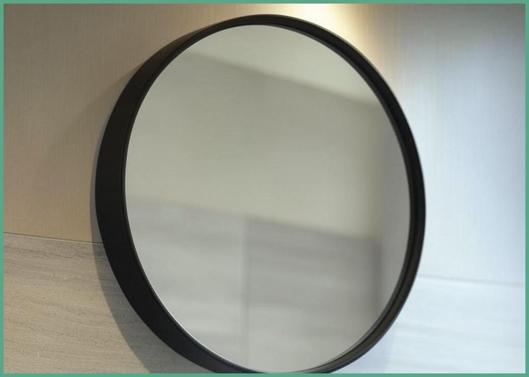 뷰티피크 화장대 거울 원형 벽걸이형 욕실거울, 블랙