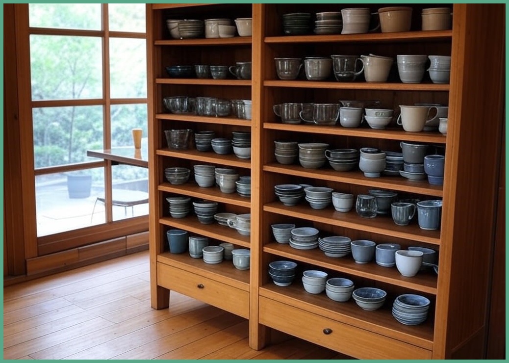 빈티지 원목 홈카페 컵 수납장