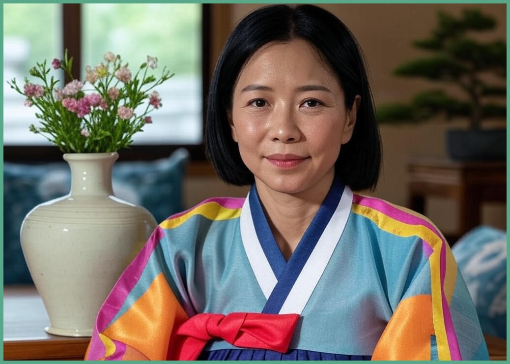 소국, 베로니카 조화 + 도자기 화병 세트