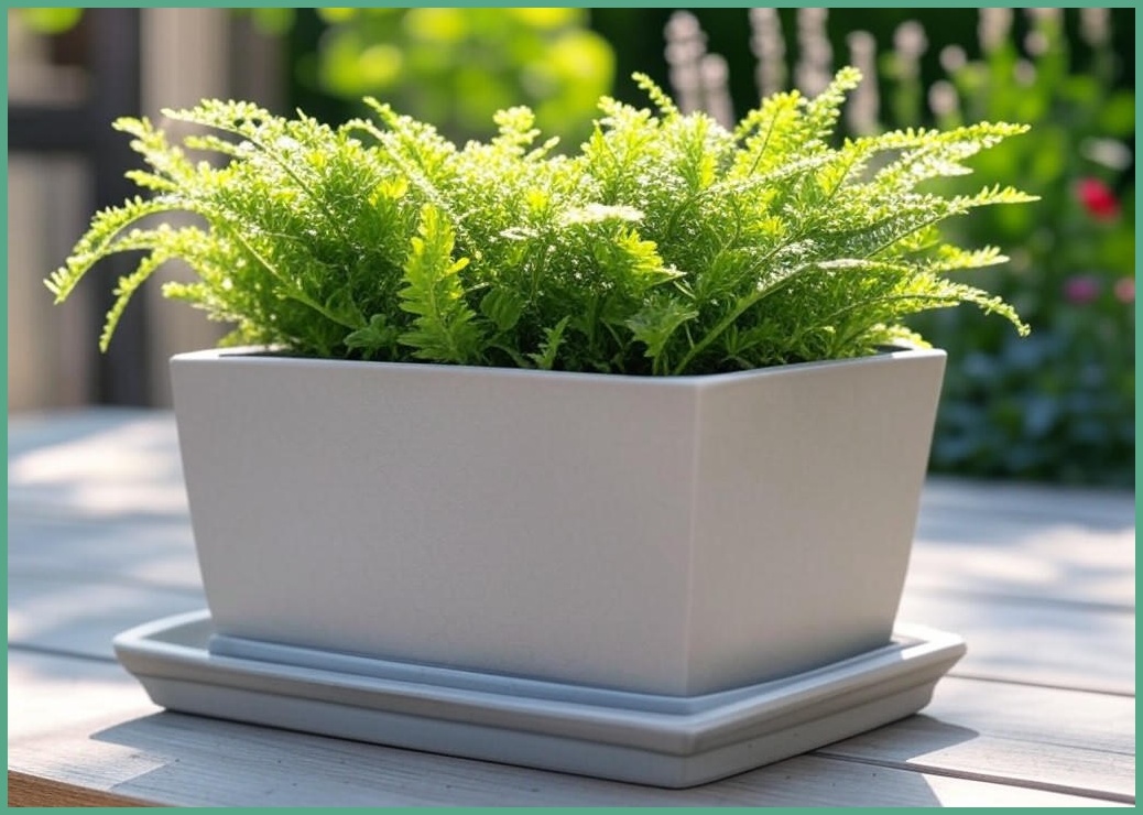 앙플랜트 직사각 텃밭 화분 + 받침 세트, 라이트그레이, 1세트