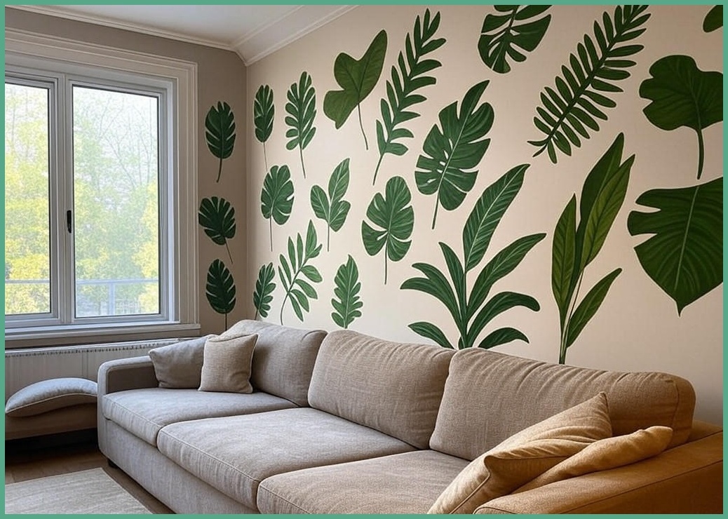 인테리어 식물 스티커 벽 장식 거실 꾸미기 나뭇잎 시트지